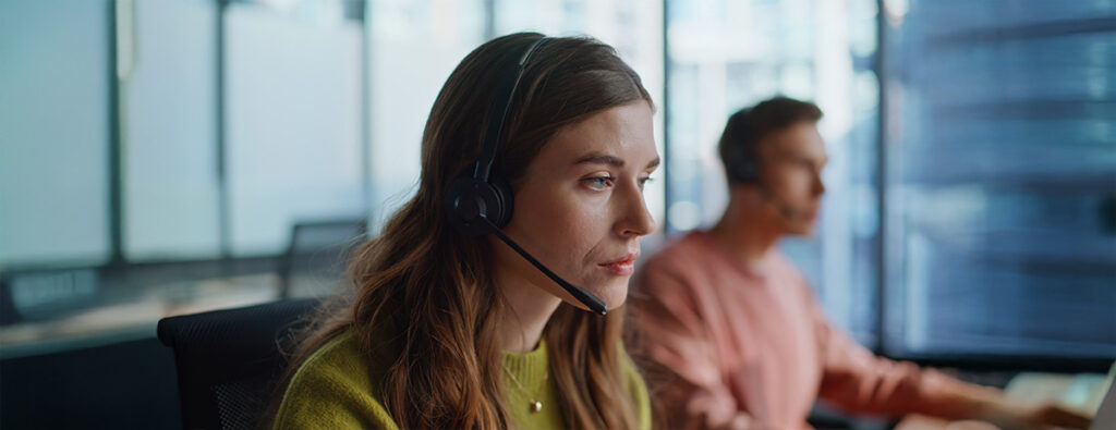 Operator listening to customer